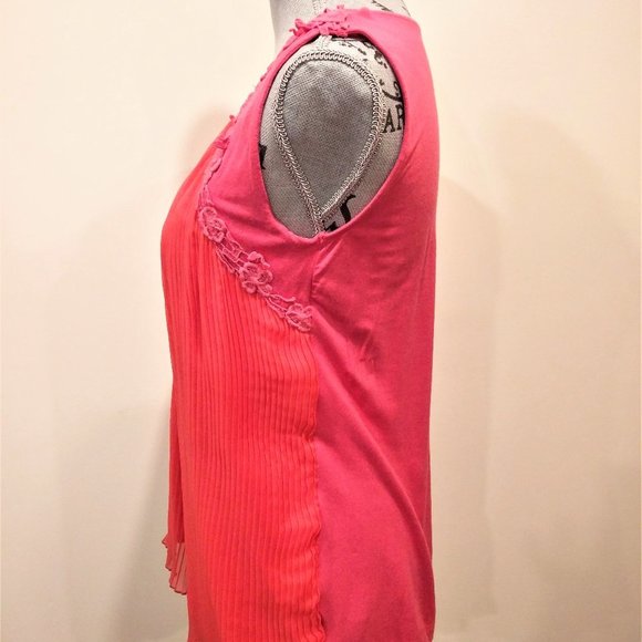 Edit by Jeanne Beker Coral Sleeveless Crepe Pleated Blouse - Picture 8 of 11